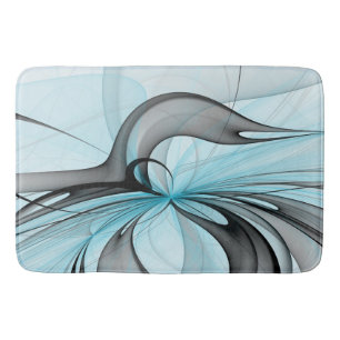 Tapis De Bain Abstrait Anthracite Gris Bleu Moderne Fractage Art