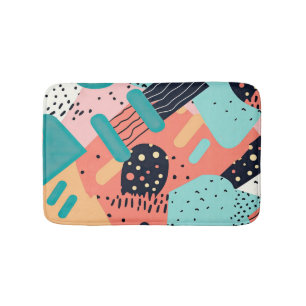 Tapis De Bain Abstrait coloré funky 80's Memphis style motif