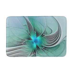 Tapis De Bain Abstrait De Bleu, Art Fractal Moderne