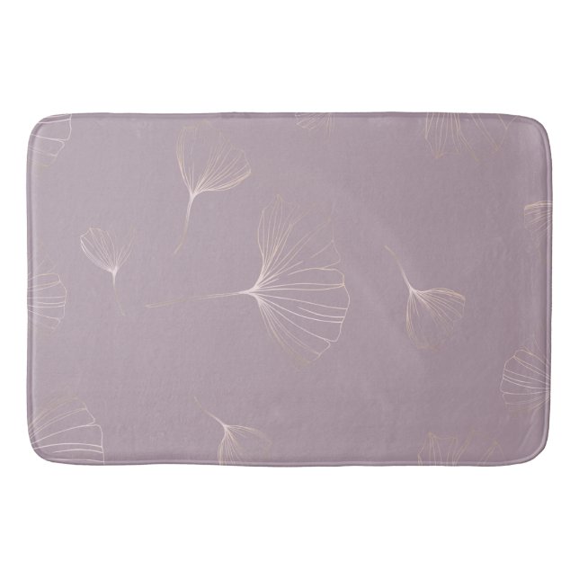 Tapis De Bain Abstrait Ginkgo Biloba Rose Botanique Or (Devant)