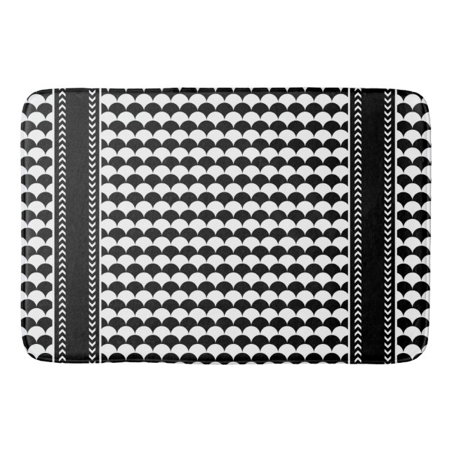 Tapis De Bain Abstrait moderne noir et blanc (Devant)