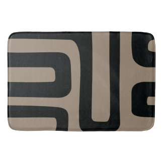 Tapis de bain abstrait noir et beige