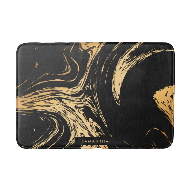 Tapis De Bain Abstrait noir et or (Devant)