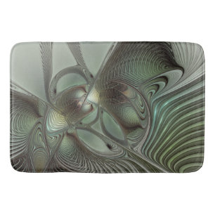 Tapis De Bain Abstrait Olive Sage Green Grey Fractal Art Imagina