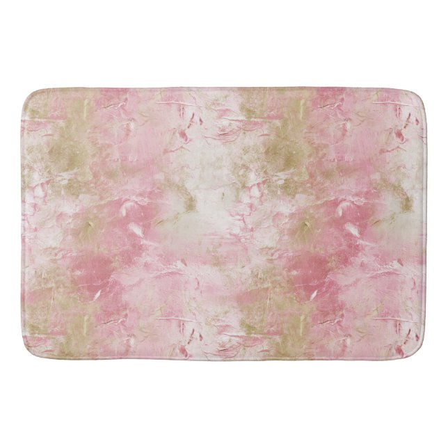 Tapis De Bain Abstrait rose or blanc (Devant)
