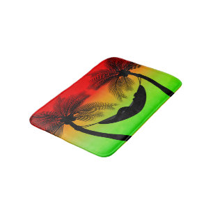 Tapis De Bain Abstraite vie tropicale   Hammock Silhouette