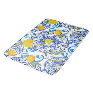 Tapis De Bain Acitrus d'été, boho, bohème, floral méditerranéen