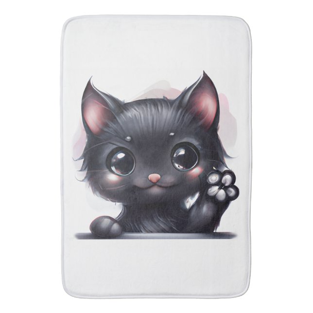 Tapis De Bain Adorable Kawaii Chat noir (devant Vertical)