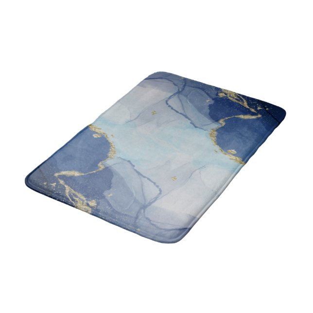 Tapis De Bain Agate bleu et or Abstrait (Angle)