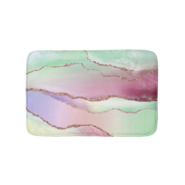 Tapis De Bain Agate de pastèque | Neo Mint Green et Cassis Pink (Devant)
