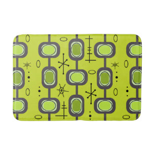 Tapis De Bain Âge de l'espace Art géométrique Chartreuse Vert