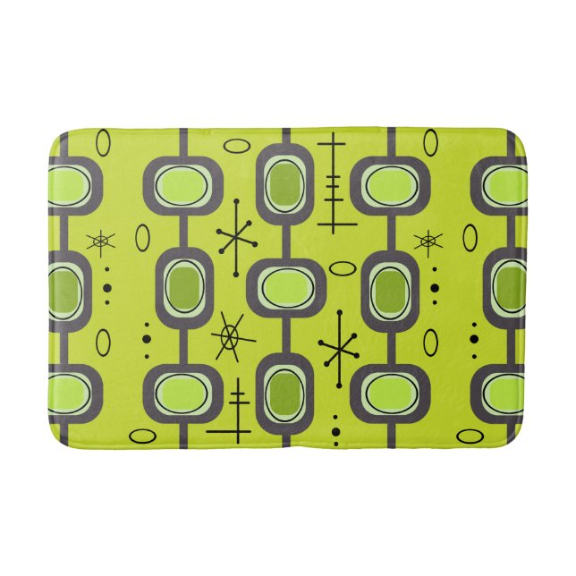 Tapis De Bain Âge de l'espace Art géométrique Chartreuse Vert (Devant)