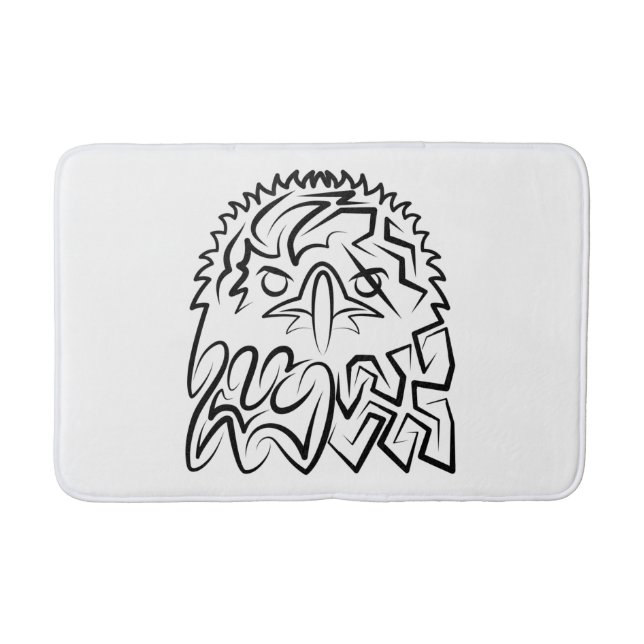 Tapis De Bain Aigle tribale noire et blanche (Devant)