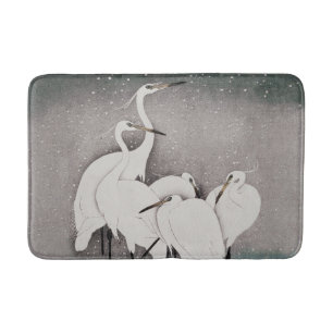 Tapis De Bain Aigrettes de Koson dans la neige : vintage japonai