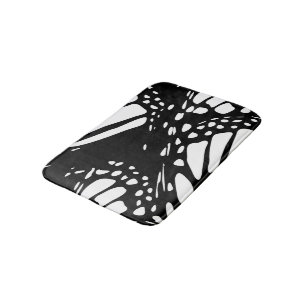 Tapis De Bain Aile Abstraite de papillon de Monarque Noir et Bla