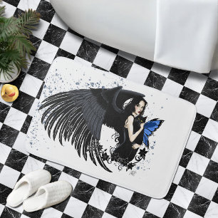 Tapis De Bain Ailes d'ange gothiques Chat noir Fée bleue