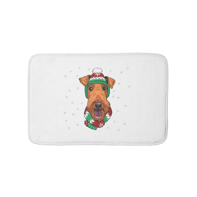 Tapis De Bain Airedale Terrier dans le casquette de Noël (Devant)