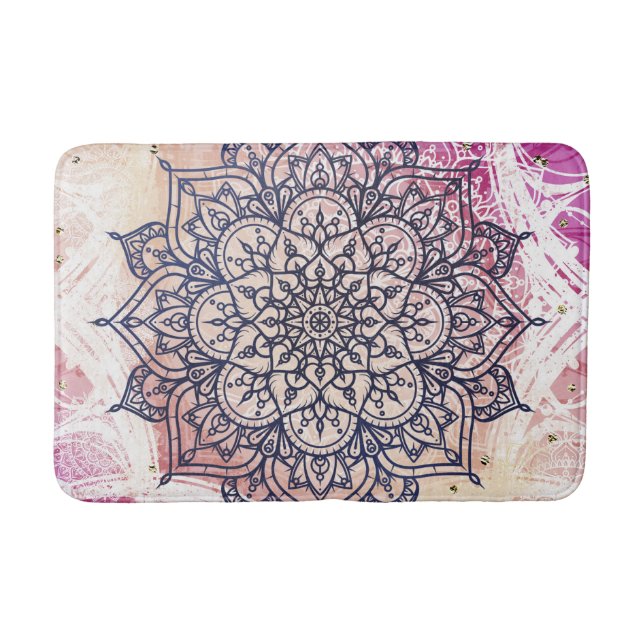 Tapis De Bain Airy Mandala Happy Pink Purple Yellow (Devant)