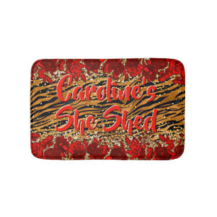 Tapis De Bain Ajouter Le Nom Texte Elle Tigre Tiger Tirages Fleu