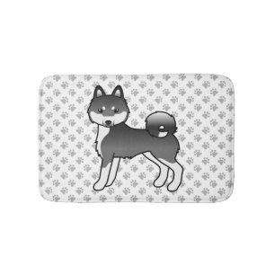 Tapis De Bain Alaskan Klee Kai noir et blanc Chien de dessin ani