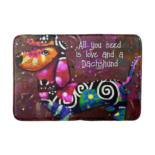 Tapis De Bain All You Need Is Love and a Dachshund Dog Whimsical (Devant)
