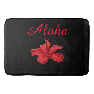 Tapis De Bain Aloha Bienvenue Fleur d'hibiscus tropicaux hawaïen