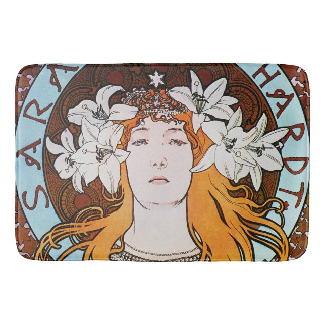 Tapis De Bain Alphonse Mucha Sarah Bernhardt Art Vintage Nouveau (Devant)