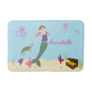 Tapis De Bain Amis blonds foncés personnalisés de sirène et