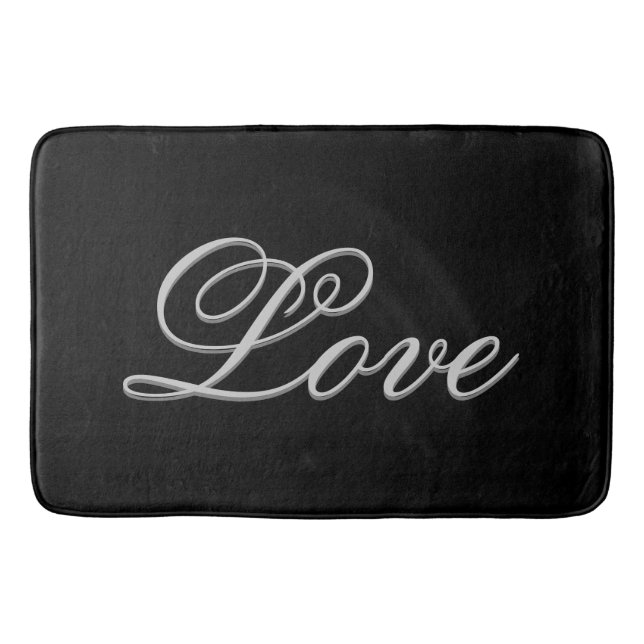 Tapis De Bain Amour noir gris sophistiqué (Devant)