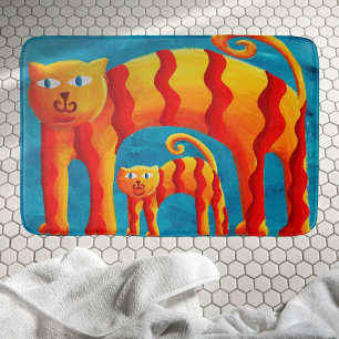 Tapis De Bain Amusant Caprice Courbé Chat et Chatons