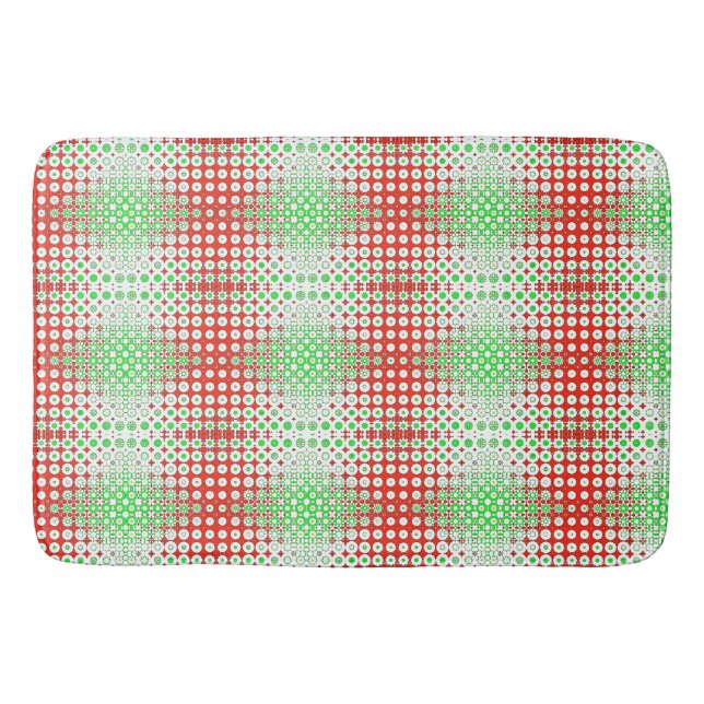 Tapis De Bain Amusant, funky rétro vert, rouge, jaune motif (Devant)