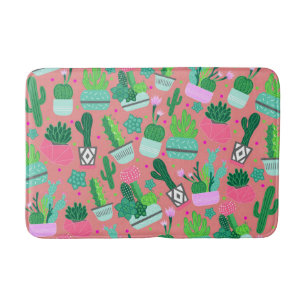 Tapis De Bain Amusant motif de cactus rose girly sud-ouest