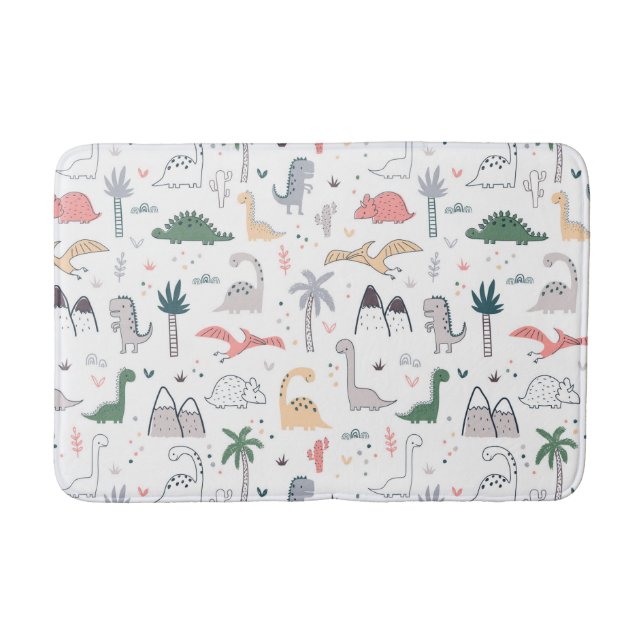 Tapis De Bain Amusant Pastel Dinosaur Motif de scène (Devant)
