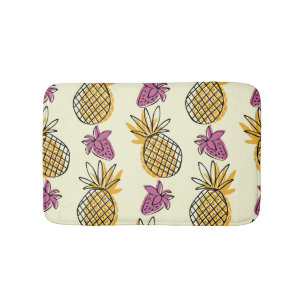 Tapis De Bain Ananas, fraise design textile vintage.