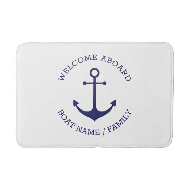 Tapis De Bain Ancrage nautique bleu blanc coutume accueil à bord (Devant)