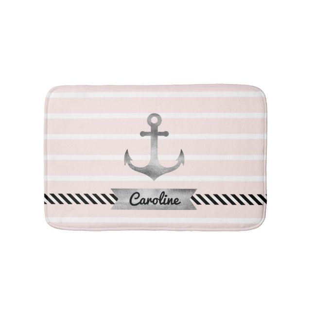 Tapis De Bain Ancre gris rose clair personnalisée (Devant)