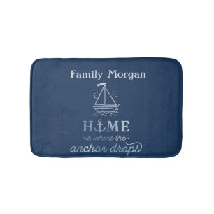 Tapis De Bain Ancre nautique Marine Blue
