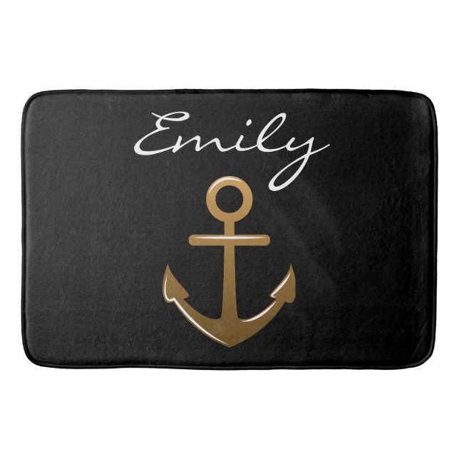 Tapis De Bain Ancre noire et or (Devant)