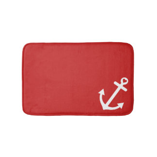 Tapis De Bain Ancre rouge classique d'amour nautique