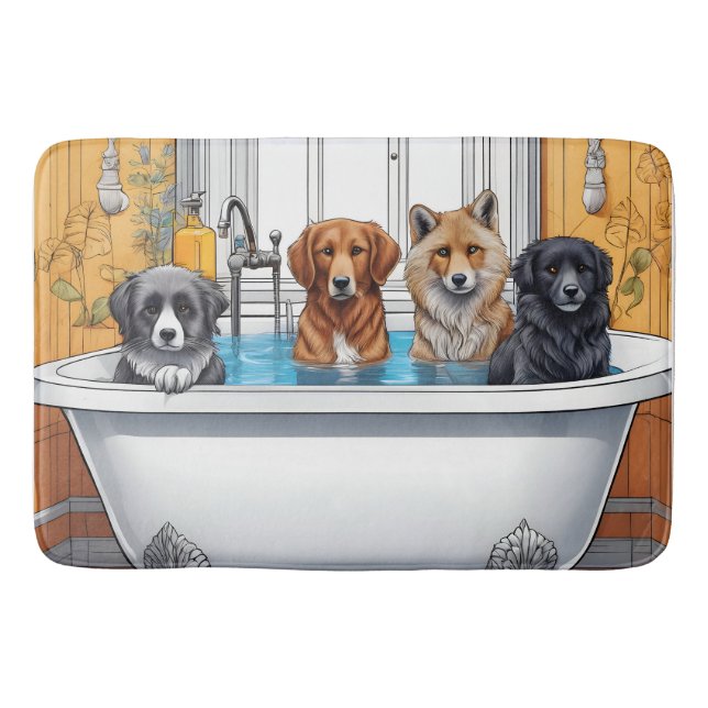 Tapis De Bain Animaux amusants dans le bain (Devant)