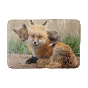 Tapis De Bain Animaux de bébés cutest Renard rouge et bébé