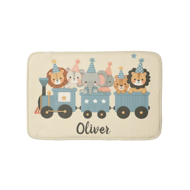 Tapis De Bain Animaux de fête mignons en train Personnalisé (Devant)
