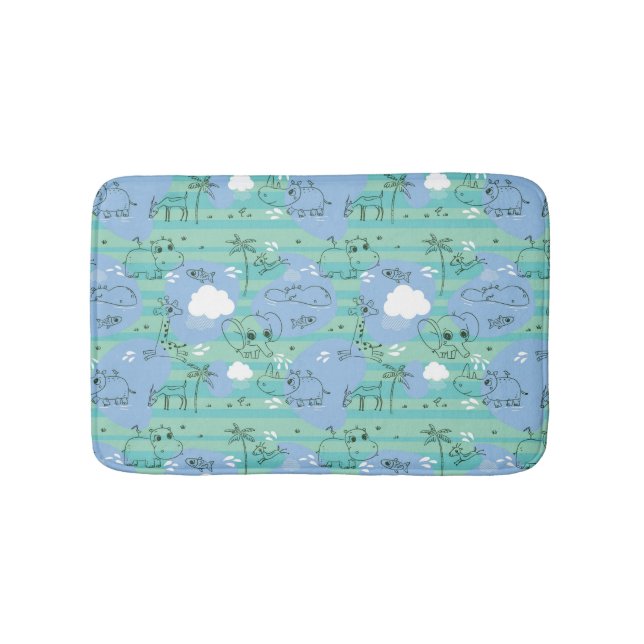 Tapis De Bain Animaux mignons jouant avec de l'eau 3 (Devant)