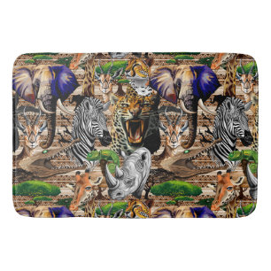 Tapis De Bain Animaux sauvages de la Savane africaine