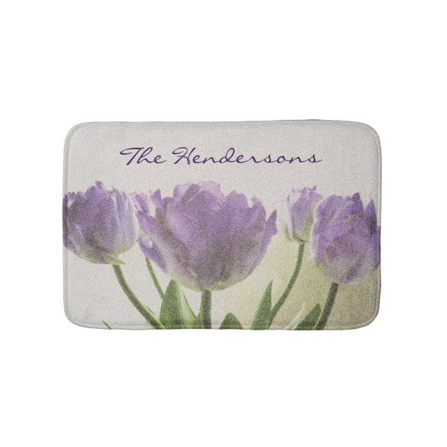 Tapis de bain antidérapant fleuri avec fleurs de t (Devant)