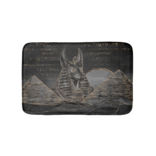 Tapis De Bain Anubis sur le paysage égyptien de pyramides