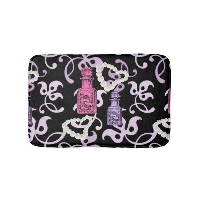 Tapis De Bain Apothécaire & Coeurs Perles Petit Mat Bain (Devant)