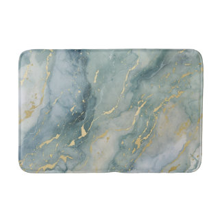 Tapis De Bain Aqua Blue Sage Green Gold Abstrait Print