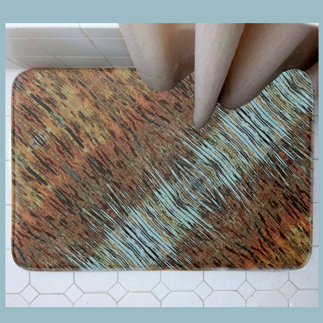 Tapis De Bain Aqua Brown et Orange Earthy Tribal Abstrait (Créateur téléchargé)