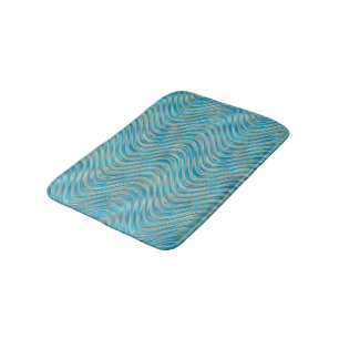 Tapis De Bain Aqua Turquoise bleu Taupe courbe Motif